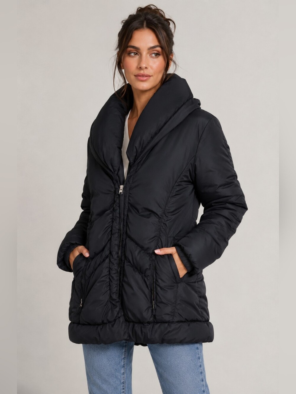 Hive & honey black puffer down jacket large L